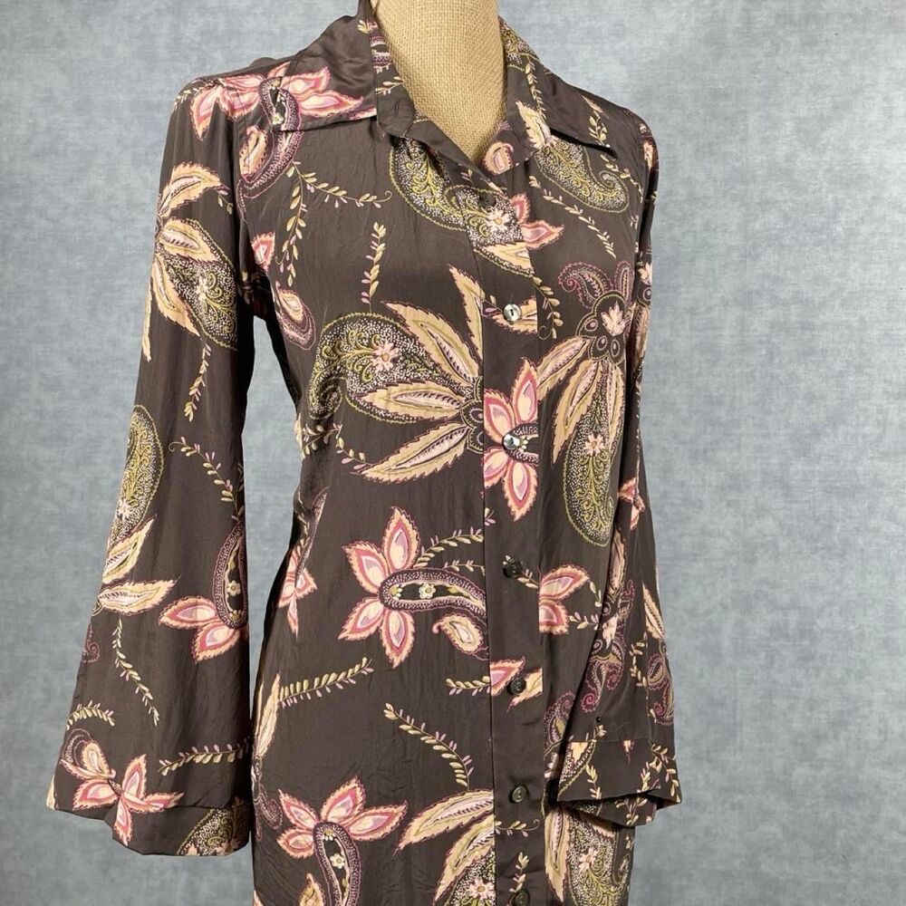 Vintage 100% silk paisley print dress
